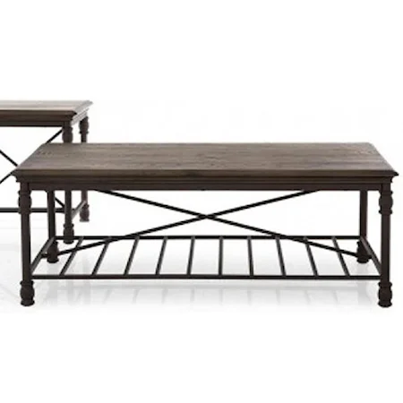 Industrial Coffee Table with One Wire Shelf
